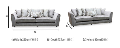 ‘Mariah’ Dapple Cream-Tri No Insert Fabric 4 Seater Scatter Back Split Frame Sofa (Ariana)