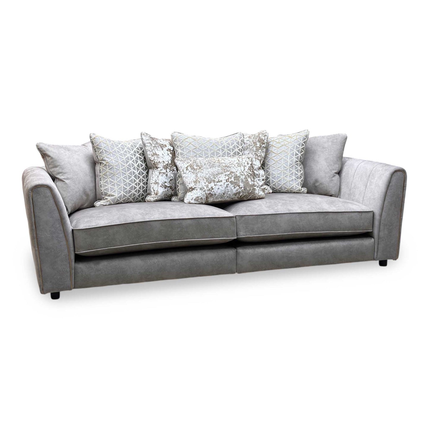 ‘Mariah’ Dapple Cream-Tri No Insert Fabric 4 Seater Scatter Back Split Frame Sofa (Ariana)