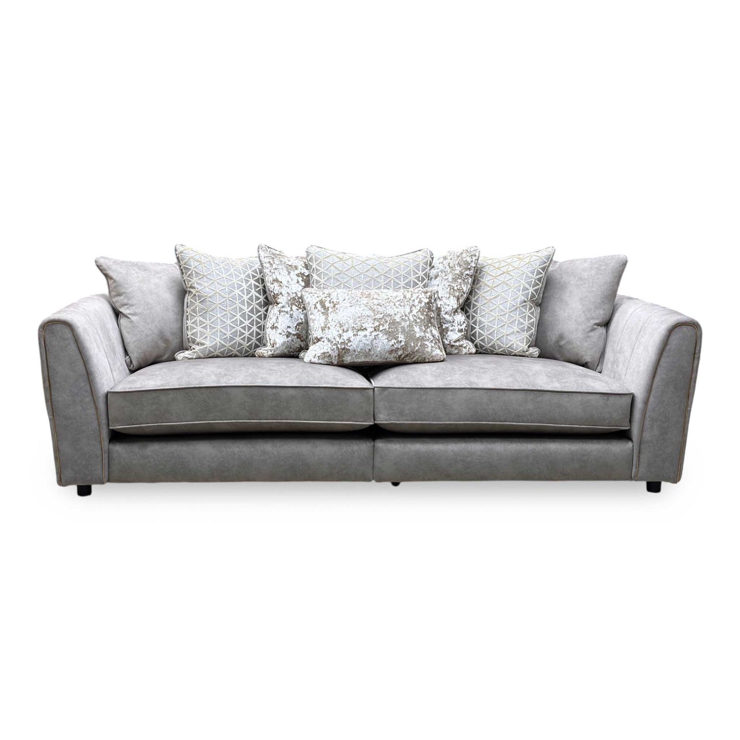 ‘Mariah’ Dapple Cream-Tri No Insert Fabric 4 Seater Scatter Back Split Frame Sofa (Ariana)
