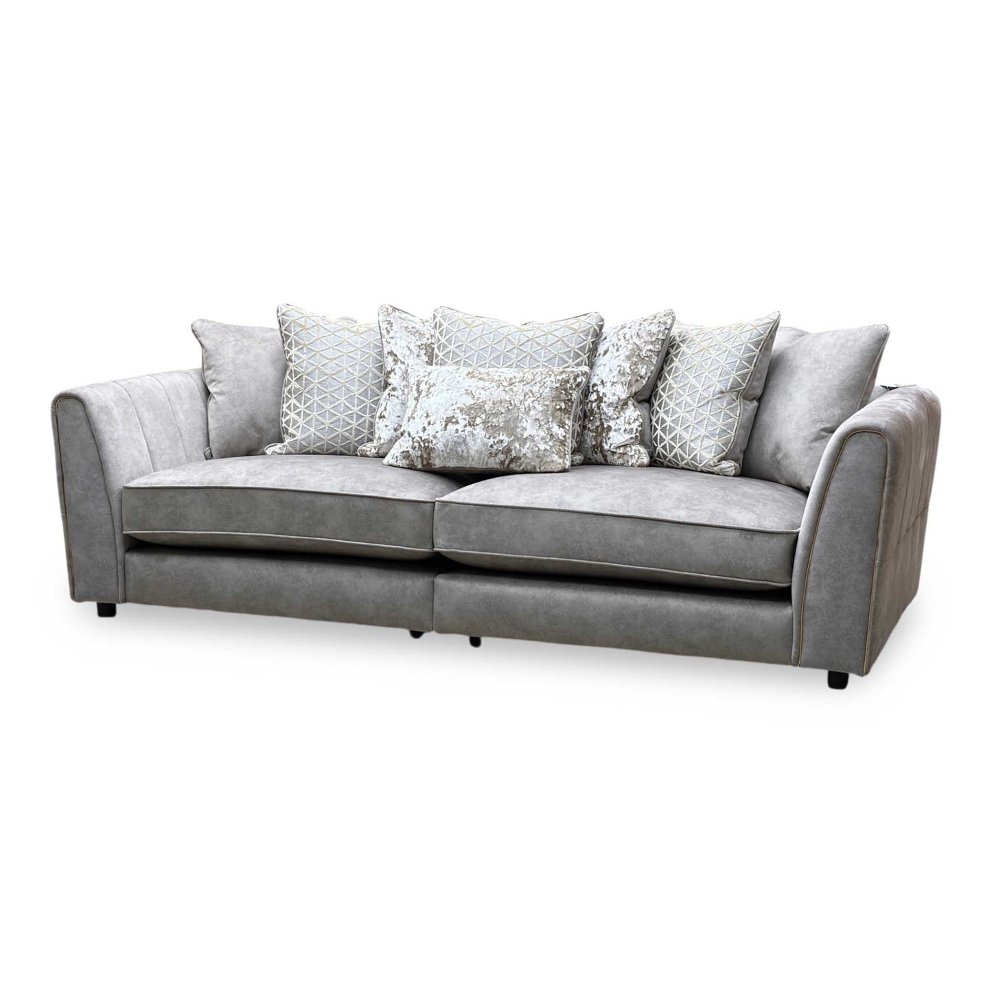 ‘Mariah’ Dapple Cream-Tri No Insert Fabric 4 Seater Scatter Back Split Frame Sofa (Ariana)