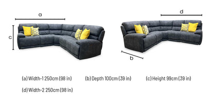 ‘Link’ Bfa-Bey-RR23 Charcoal Grey Fabric Large Power Recliner Corner Sofa with Power Headrests