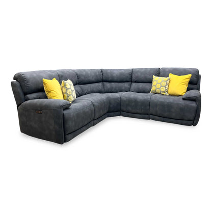 ‘Link’ Bfa-Bey-RR23 Charcoal Grey Fabric Large Power Recliner Corner Sofa with Power Headrests