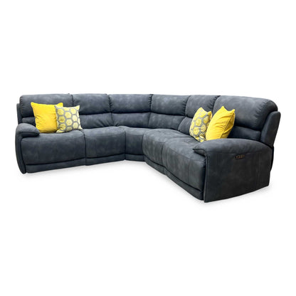 ‘Link’ Bfa-Bey-RR23 Charcoal Grey Fabric Large Power Recliner Corner Sofa with Power Headrests
