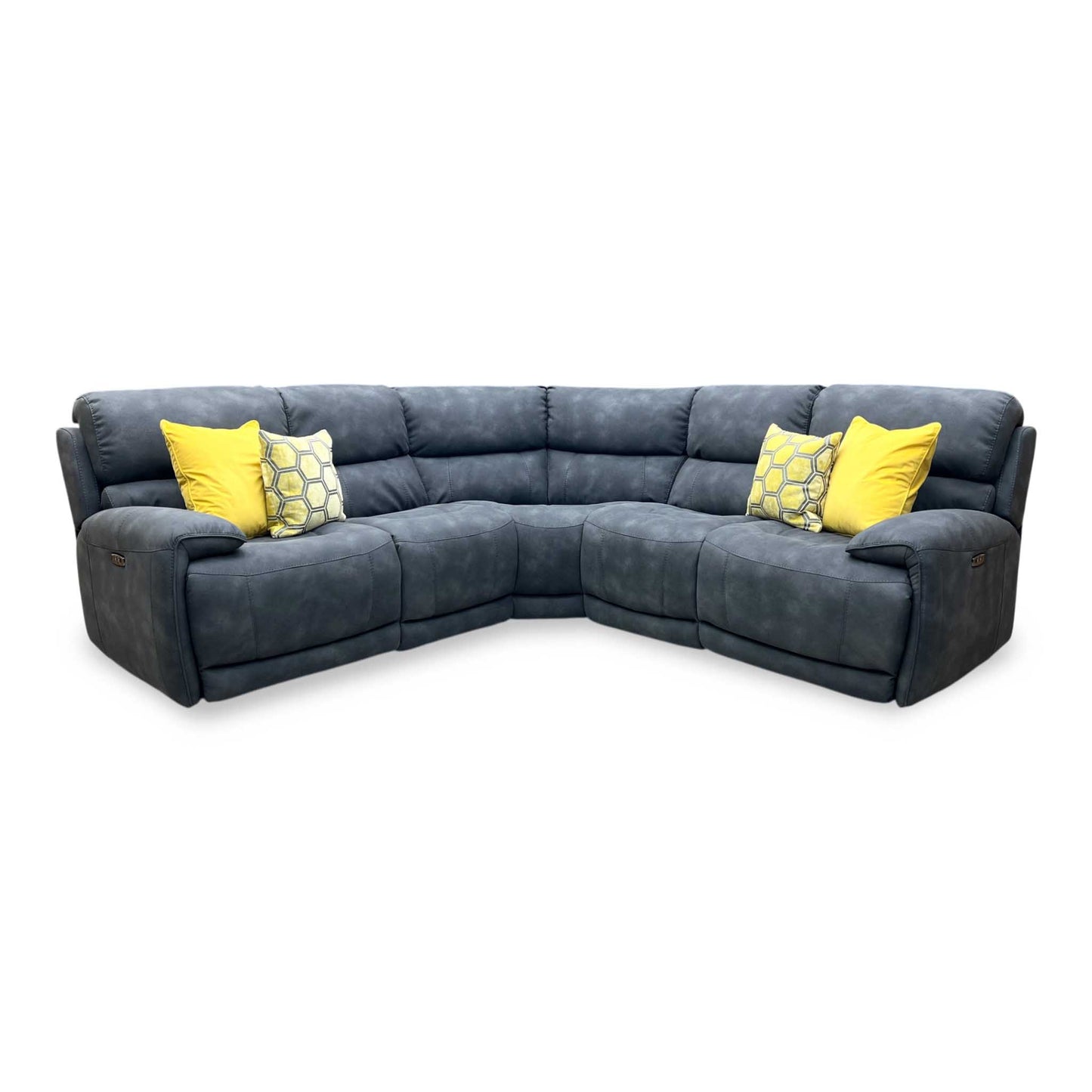 ‘Link’ Bfa-Bey-RR23 Charcoal Grey Fabric Large Power Recliner Corner Sofa with Power Headrests