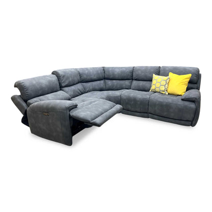 ‘Link’ Bfa-Bey-RR23 Charcoal Grey Fabric Large Power Recliner Corner Sofa with Power Headrests