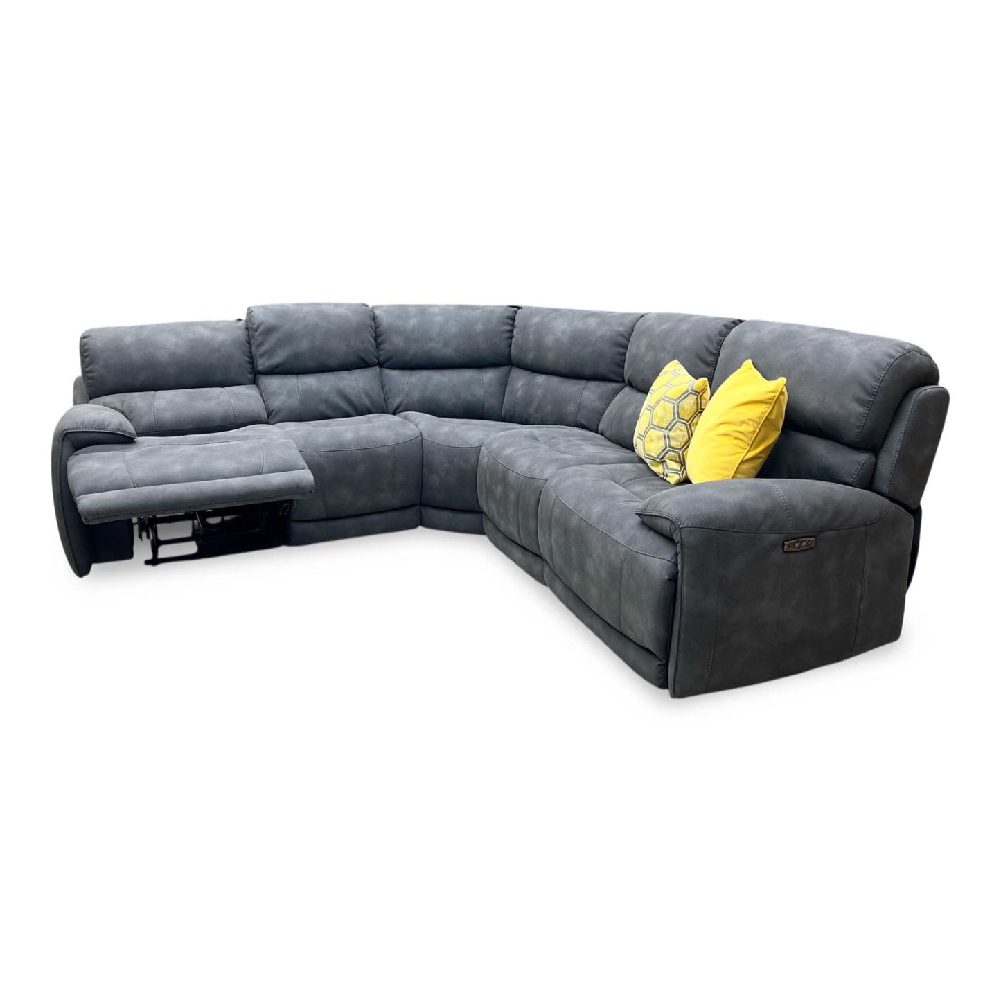 ‘Link’ Bfa-Bey-RR23 Charcoal Grey Fabric Large Power Recliner Corner Sofa with Power Headrests