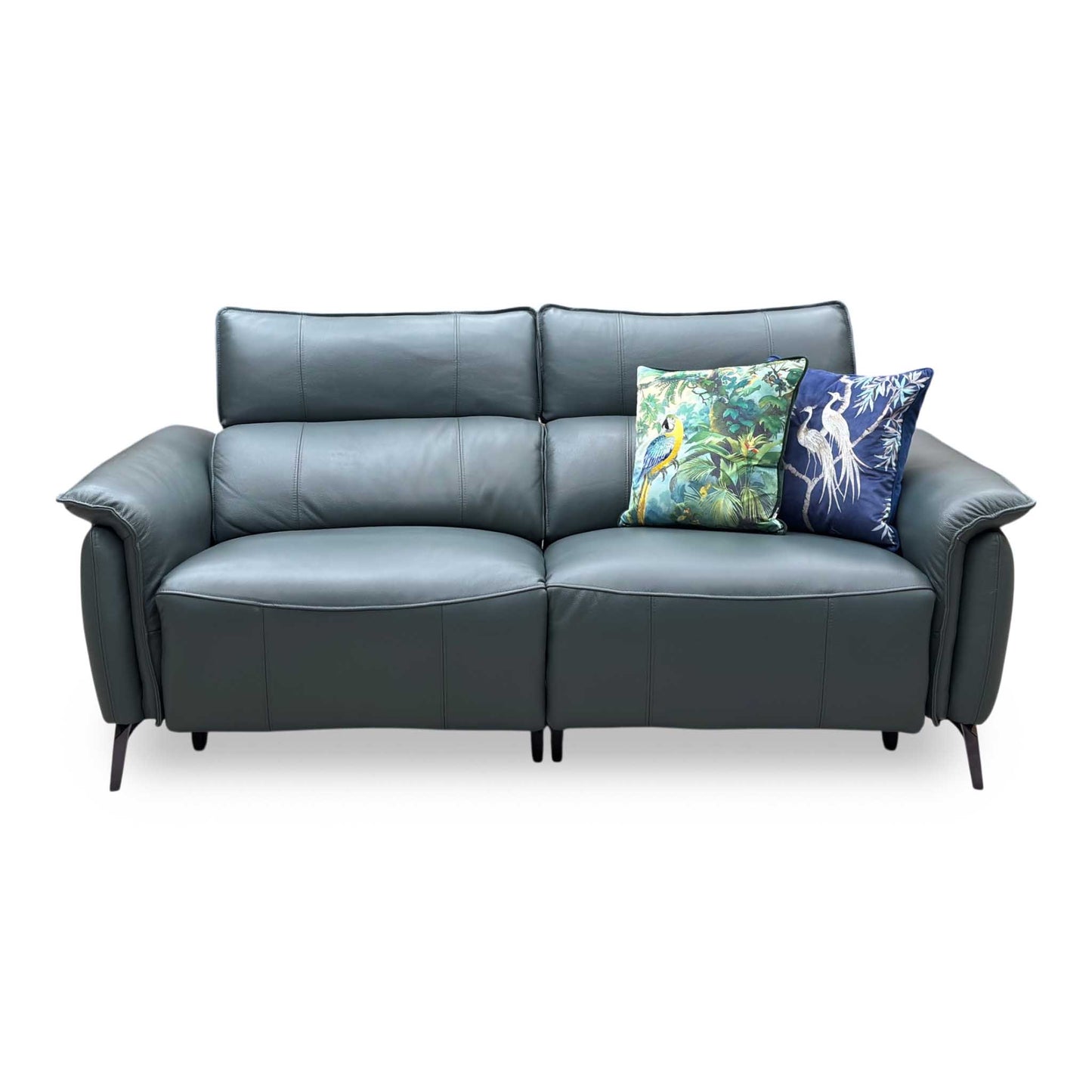 ‘Jude’ Oslo Peacock Green Cat-40_09 Leather 3 Seater Power Recliner Sofa with Power Headrests, Power Lumbar and Heated Seats