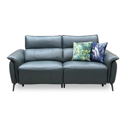 ‘Jude’ Oslo Peacock Green Cat-40_09 Leather 3 Seater Power Recliner Sofa with Power Headrests, Power Lumbar and Heated Seats
