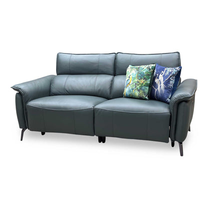 ‘Jude’ Oslo Peacock Green Cat-40_09 Leather 3 Seater Power Recliner Sofa with Power Headrests, Power Lumbar and Heated Seats