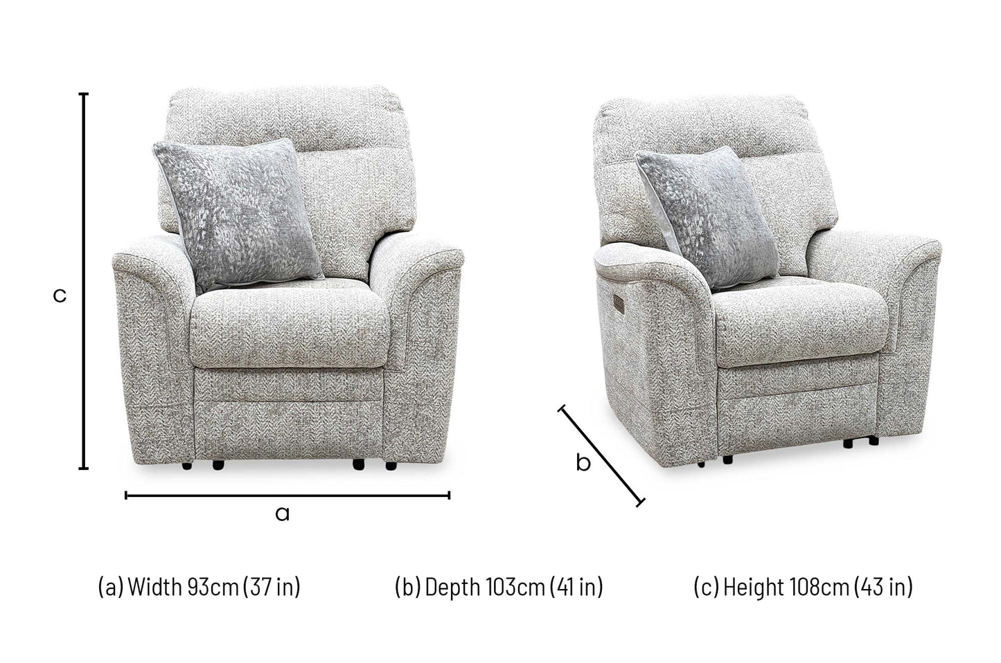 Parker Knoll ‘Hudson 23’ Ida Stone 006035-0055 Fabric Power Recliner Chair with Power Headrest and Power Lumbar