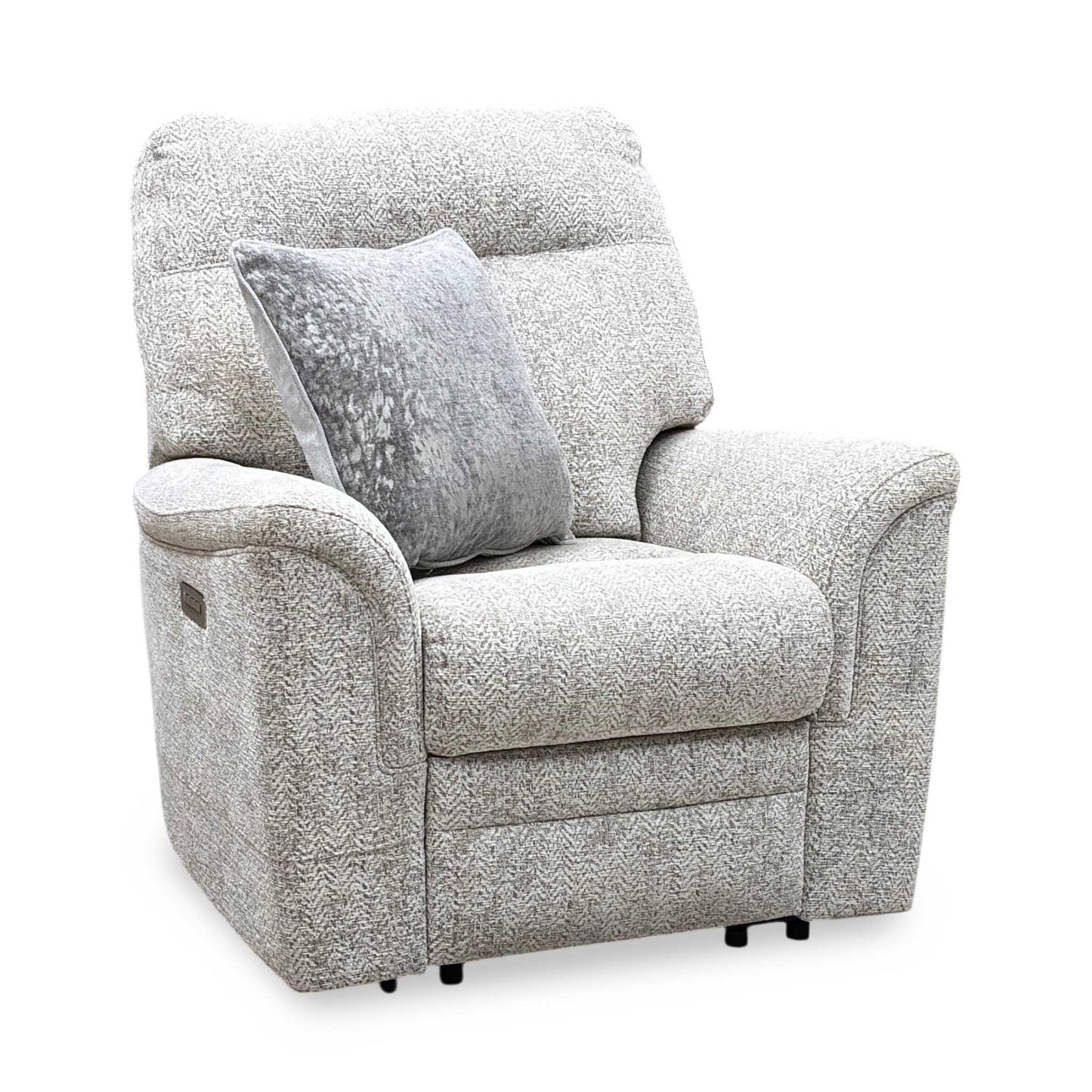 Parker Knoll ‘Hudson 23’ Ida Stone 006035-0055 Fabric Power Recliner Chair with Power Headrest and Power Lumbar