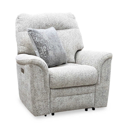 Parker Knoll ‘Hudson 23’ Ida Stone 006035-0055 Fabric Power Recliner Chair with Power Headrest and Power Lumbar
