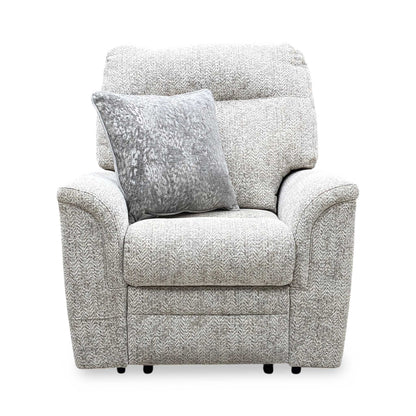 Parker Knoll ‘Hudson 23’ Ida Stone 006035-0055 Fabric Power Recliner Chair with Power Headrest and Power Lumbar