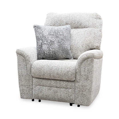 Parker Knoll ‘Hudson 23’ Ida Stone 006035-0055 Fabric Power Recliner Chair with Power Headrest and Power Lumbar