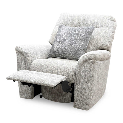 Parker Knoll ‘Hudson 23’ Ida Stone 006035-0055 Fabric Power Recliner Chair with Power Headrest and Power Lumbar