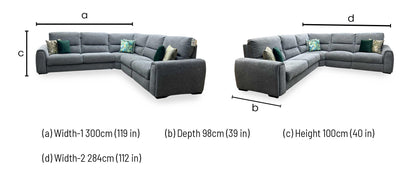 ‘Flex’ Fab-Ska-R31 Charcoal Grey Fabric Large Corner Sofa Bed with Power Recliner and Storage Arms