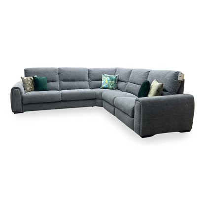 ‘Flex’ Fab-Ska-R31 Charcoal Grey Fabric Large Corner Sofa Bed with Power Recliner and Storage Arms