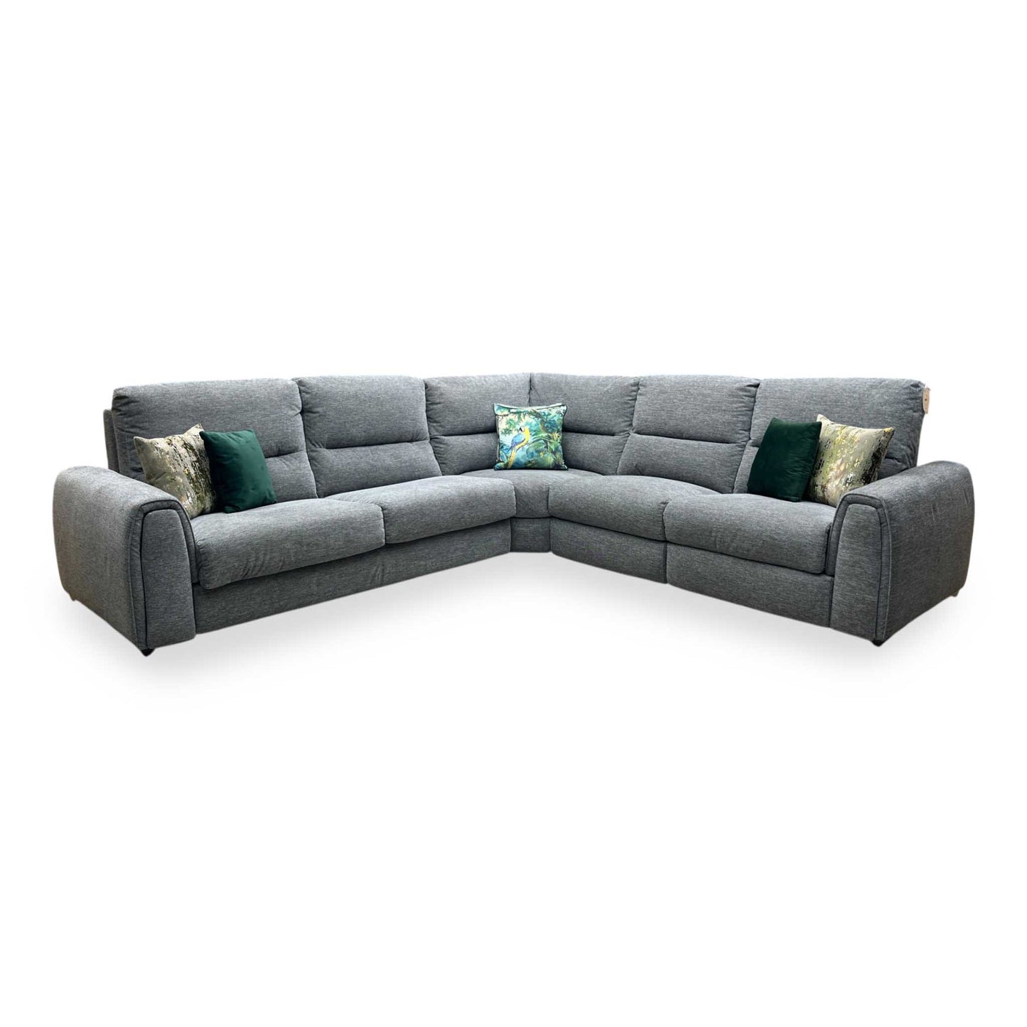 ‘Flex’ Fab-Ska-R31 Charcoal Grey Fabric Large Corner Sofa Bed with Power Recliner and Storage Arms