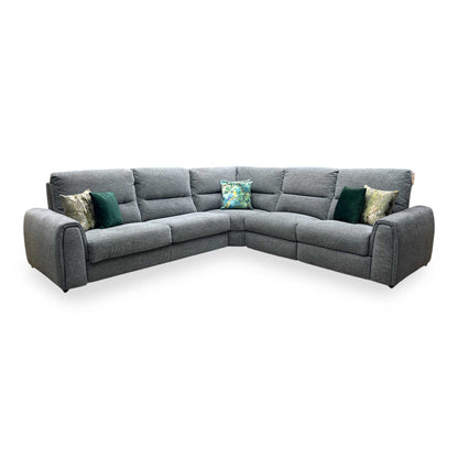 ‘Flex’ Fab-Ska-R31 Charcoal Grey Fabric Large Corner Sofa Bed with Power Recliner and Storage Arms