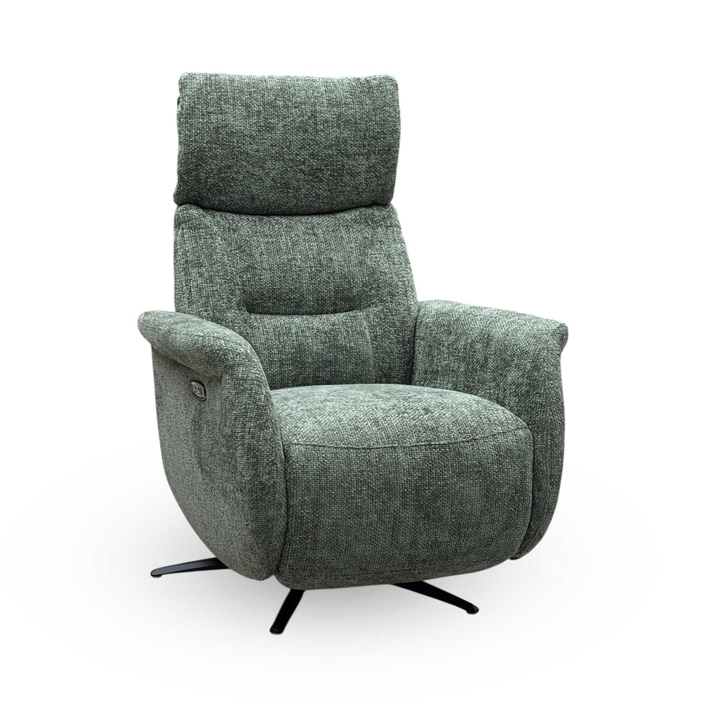 Designer Chair Collection ‘Dussledorf’ Fab-Coe-R801 Olive Green Fabric Power Recliner Swivel Chair