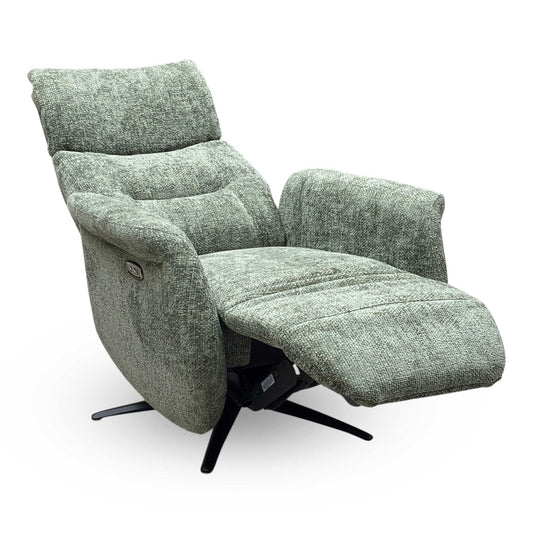 Designer Chair Collection ‘Dussledorf’ Fab-Coe-R801 Olive Green Fabric Power Recliner Swivel Chair