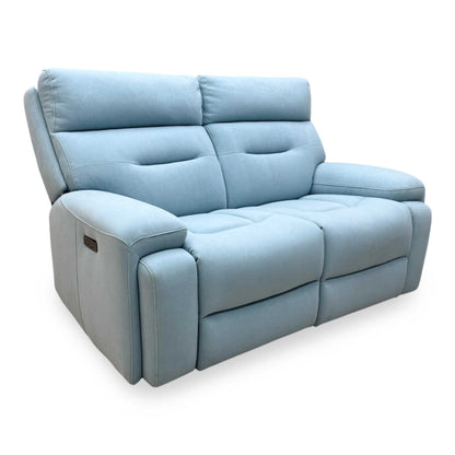 'Cinemax' Vv-0312 Velvet Blu Fabric 2 Seater Power Recliner Sofa with Power Headrests