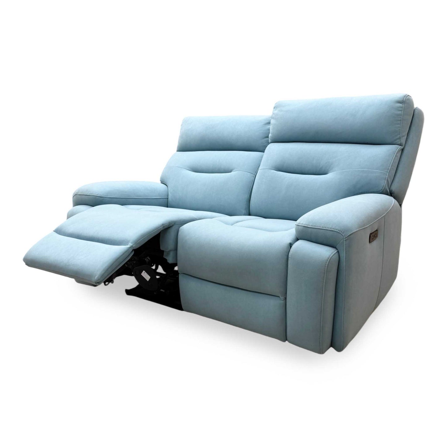 'Cinemax' Vv-0312 Velvet Blu Fabric 2 Seater Power Recliner Sofa with Power Headrests