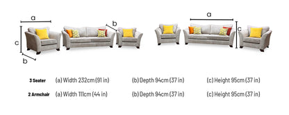 ‘Amora’ Dapple Cream Chrome Insert Fabric 3 Seater Sofa + Chair + Chair
