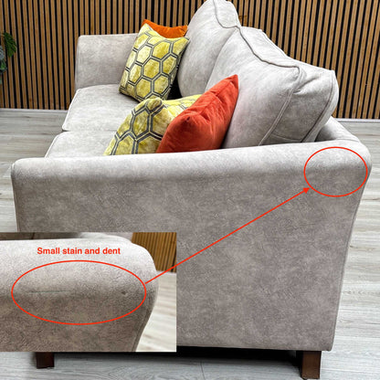 ‘Amora’ Dapple Cream Chrome Insert Fabric 3 Seater Sofa + Chair + Chair