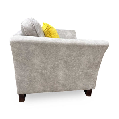 ‘Amora’ Dapple Cream Chrome Insert Fabric 3 Seater Sofa + Chair + Chair