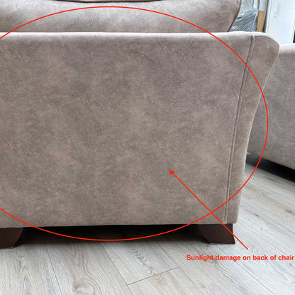 ‘Amora’ Dapple Cream Chrome Insert Fabric 3 Seater Sofa + Chair + Chair