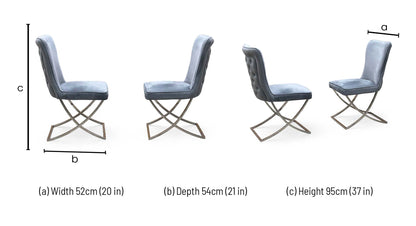 ‘Vanquish’ Grey Fabric Set of 2 Dining Chairs