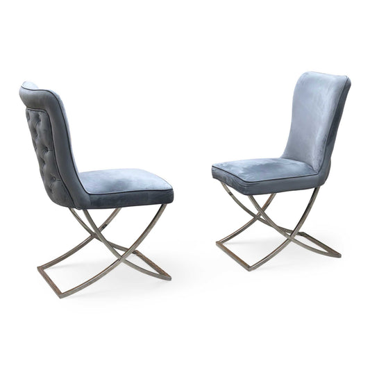 ‘Vanquish’ Grey Fabric Set of 2 Dining Chairs