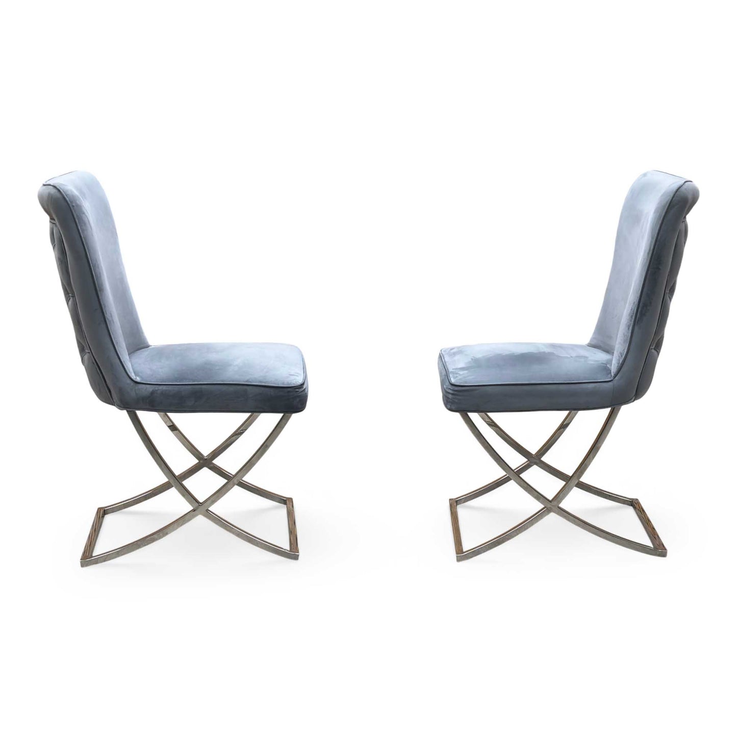 ‘Vanquish’ Grey Fabric Set of 2 Dining Chairs