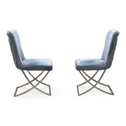 ‘Vanquish’ Grey Fabric Set of 2 Dining Chairs