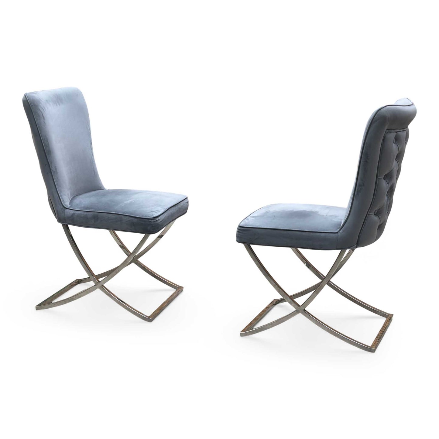 ‘Vanquish’ Grey Fabric Set of 2 Dining Chairs