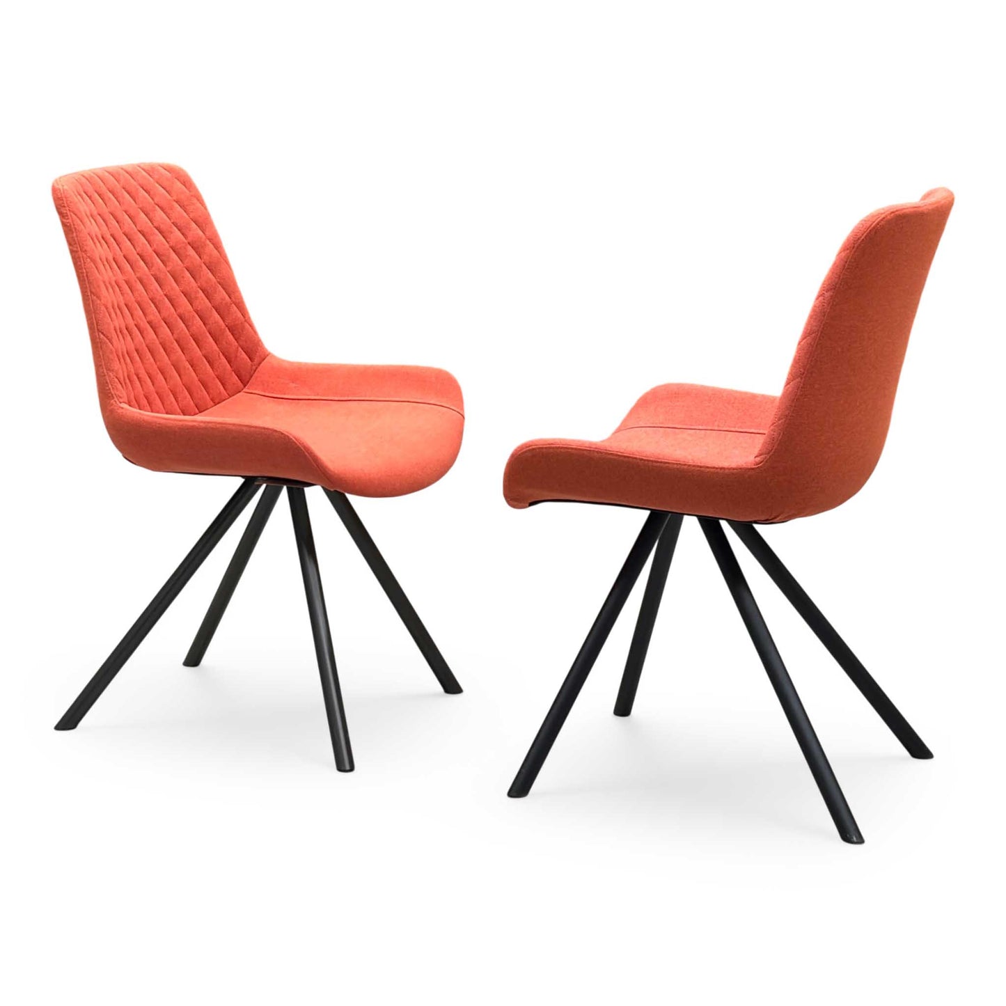 ‘Rocket’ Orange Fabric Pair of Dining Chairs
