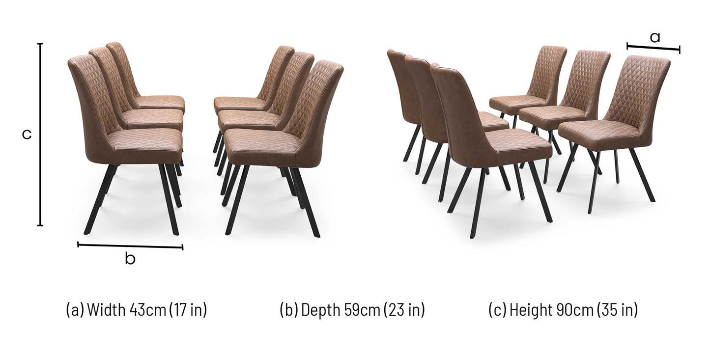 ‘Earth’ Tan Brown Faux Leather Set of 6 Dining Chairs