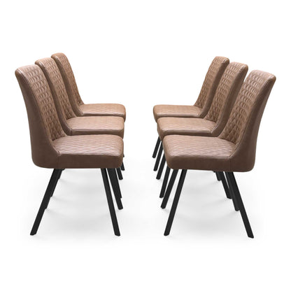 ‘Earth’ Tan Brown Faux Leather Set of 6 Dining Chairs