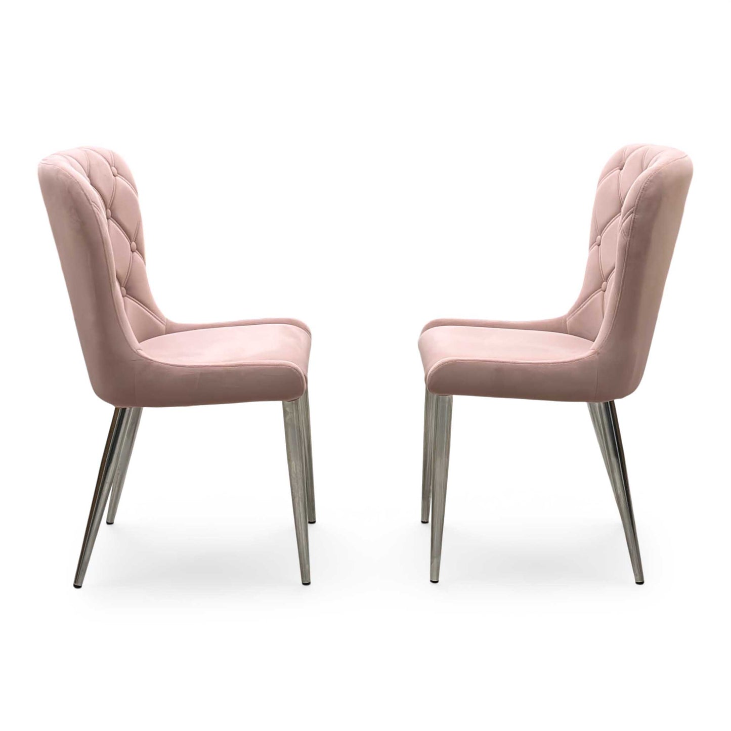 ‘Donnie’ Pink Fabric Pair of Dining Chairs