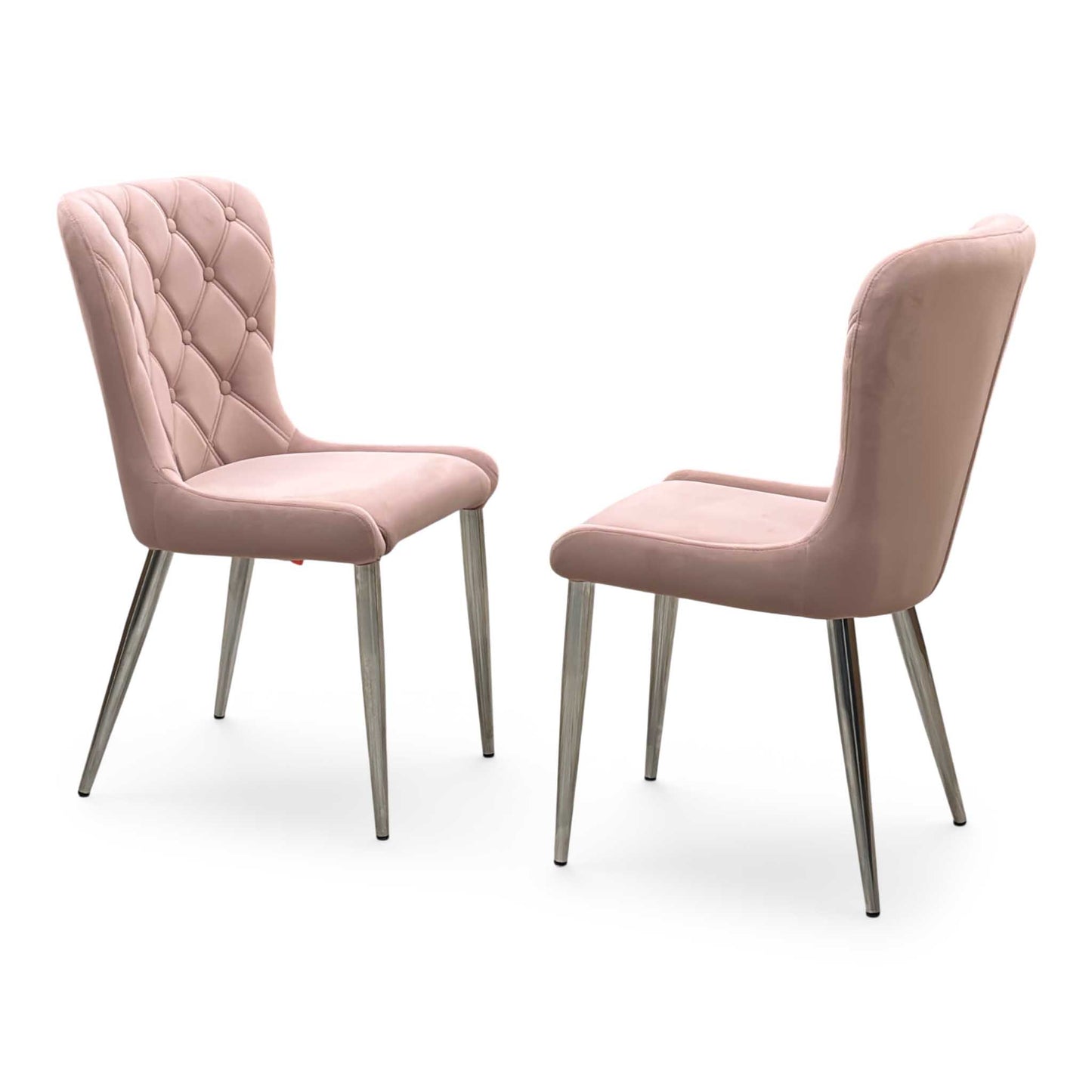 ‘Donnie’ Pink Fabric Pair of Dining Chairs