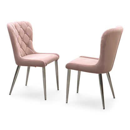 ‘Donnie’ Pink Fabric Pair of Dining Chairs