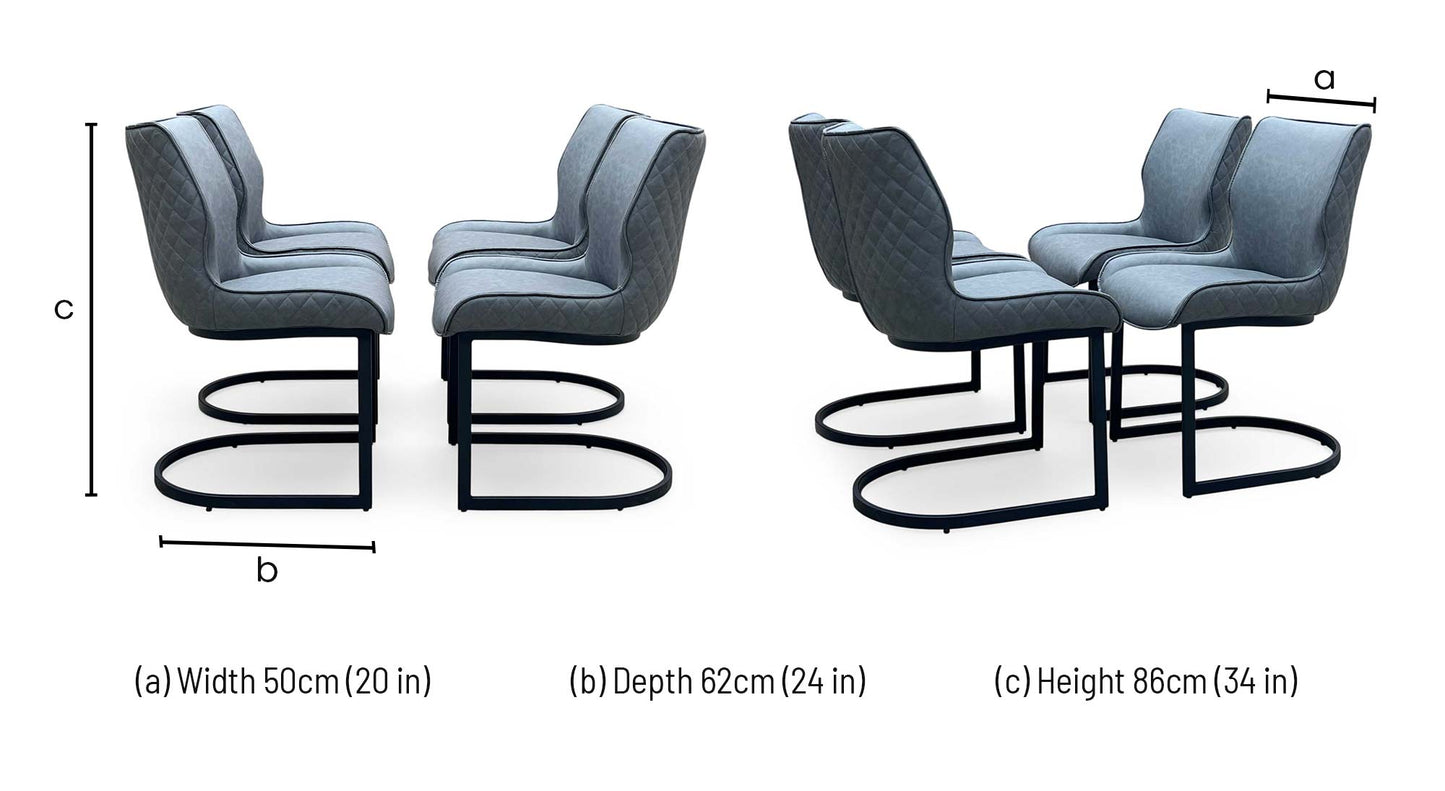 ‘Cupra’ Charcoal Grey Faux Leather Cantilever Set of 4 Dining Chairs