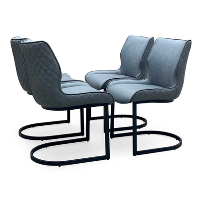 ‘Cupra’ Charcoal Grey Faux Leather Cantilever Set of 4 Dining Chairs