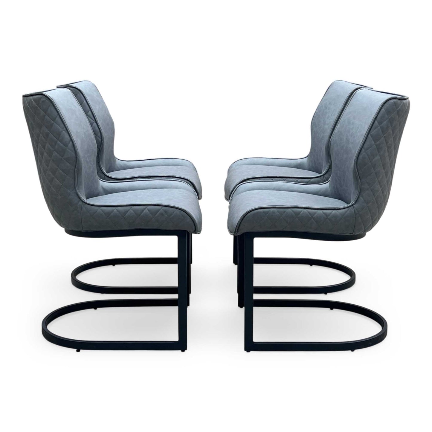 ‘Cupra’ Charcoal Grey Faux Leather Cantilever Set of 4 Dining Chairs