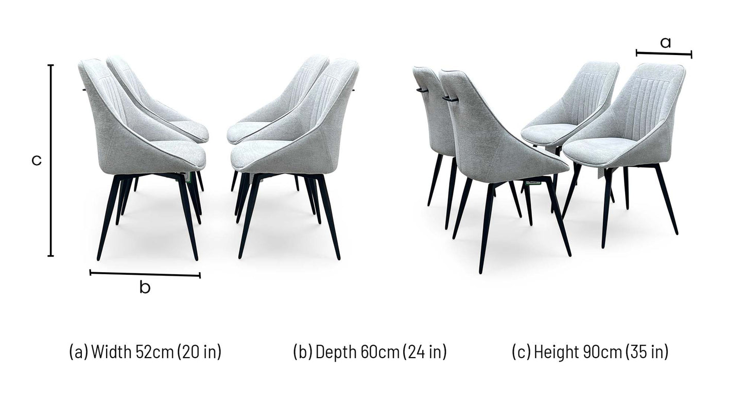 ‘Crete’ Taupe Fabric Set of 4 Swivel Dining Chairs