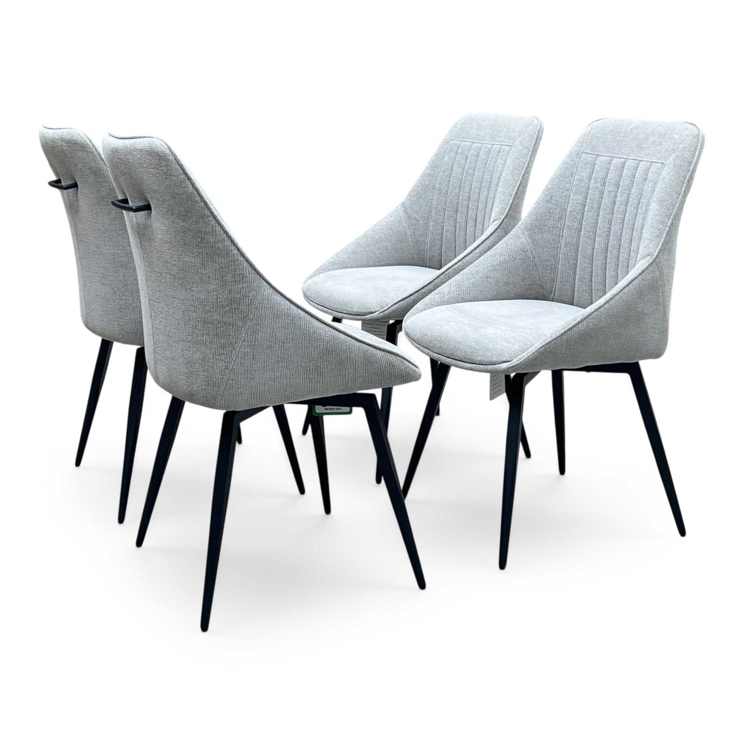 ‘Crete’ Taupe Fabric Set of 4 Swivel Dining Chairs