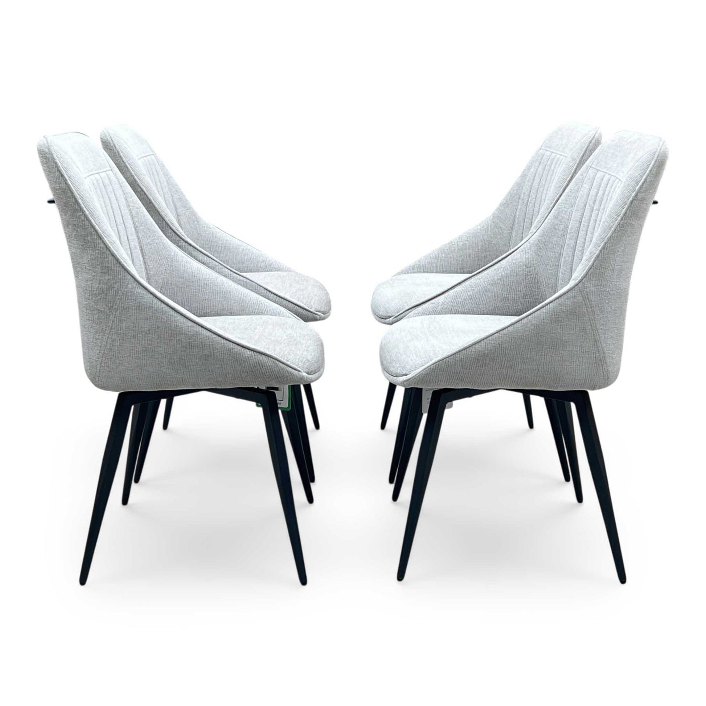 ‘Crete’ Taupe Fabric Set of 4 Swivel Dining Chairs
