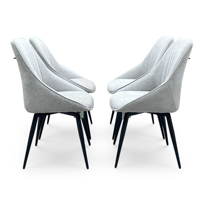 ‘Crete’ Taupe Fabric Set of 4 Swivel Dining Chairs