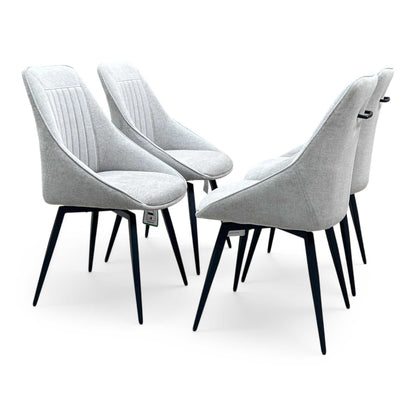 ‘Crete’ Taupe Fabric Set of 4 Swivel Dining Chairs